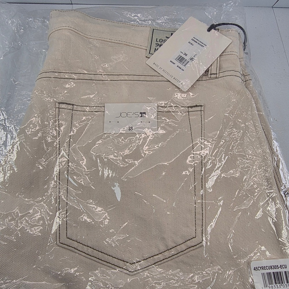 Joe's‎ Jeans Mens Denim Shorts Ecru Drawstring Raw Hem Size 36 NEW - Picture 3 of 10
